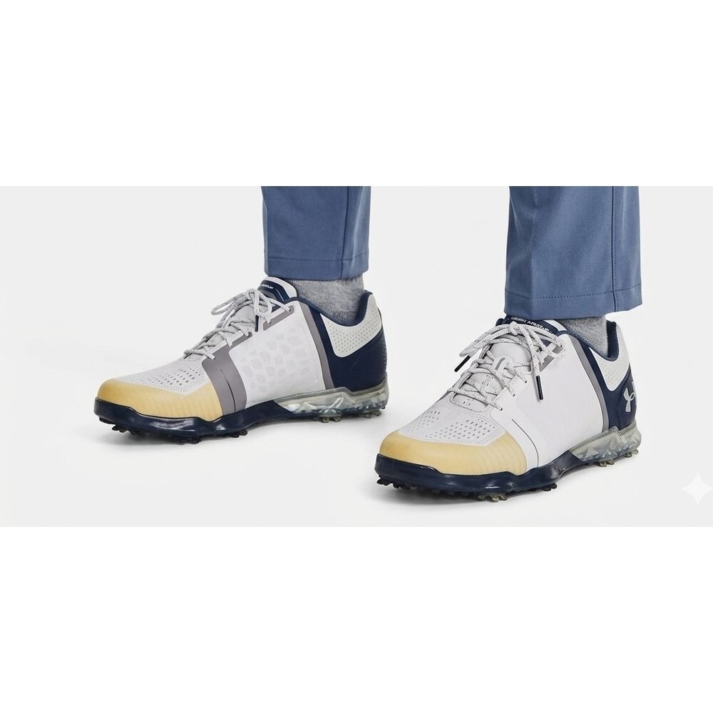 Under Armour Spieth One Golf Shoes Men's 10 White Academy Spiked EUC 1288574-141